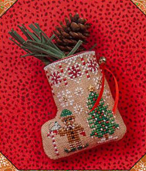 Gingerbread Needlepoint Christmas Stocking Red 